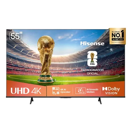 Smart TV Hisense 4K 55 Polegadas 55A6NV com Dolby Vision, HDR10, HLG, Dolby Gaming, Film Maker, DTS Virtual X, Compatibilidade Alexa e Google Home