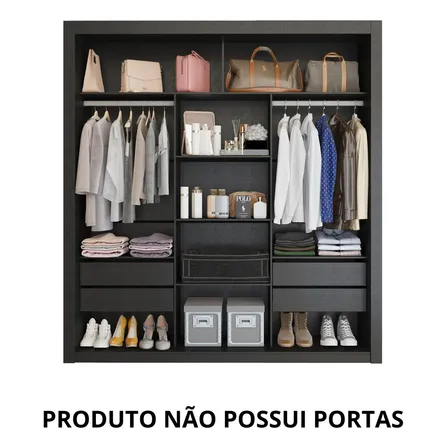 Closet Casal 4 Gavetas 100% MDF Amoudi Móveis Cor Preto TX