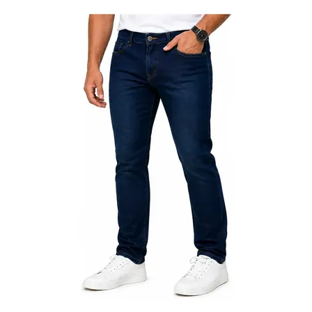 Calça Jeans Masculina Basica Tradicional Premium Lycra Azul Liso 42
