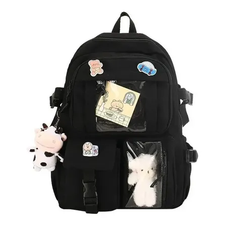 Mochila Feminina Escolar Passe Grande Capacidade Impermeável Preto