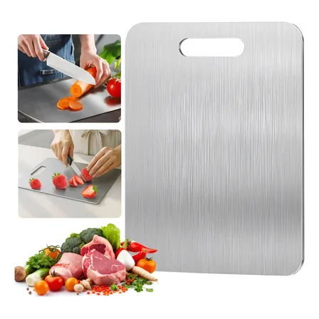Tábua De Carne Inox 304 34x23cm, Para Cozinha E Churrasco Lisa Prateado