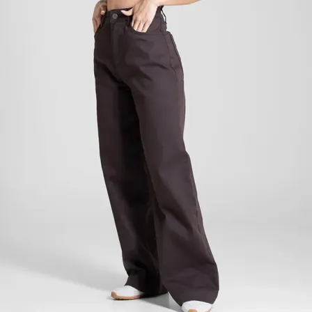 Sarja Sawary Feminino Calca Wide Leg Petit_283701 Marrom Liso 42