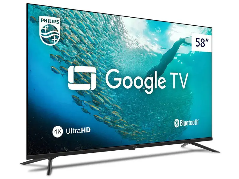 Smart TV 58" 4K UHD LED Philips 58PUG7019/78 Wi-Fi Bluetooth Google Assistente 3 HDMI 2 USB
