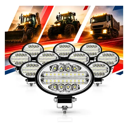 Kit 10 Farol Auxiliar Led Oval 144w Trator Caminhão Off Road