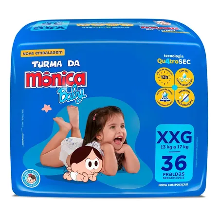 Fralda Qu4troSEC XXG 36U Turma da Mônica Baby