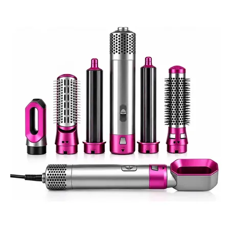 Secador De Cabelo 5 Em 1 Escova De Ar Quente Modelador 110v Rosa-chiclete 110v
