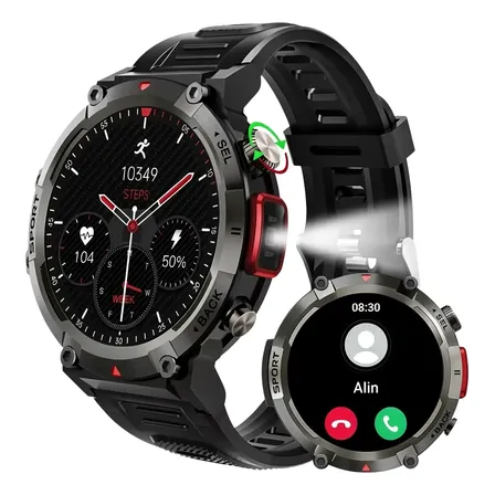 Smart Watch Impermeável Militar De Bluetooth Preto Esportes Preto Mesh