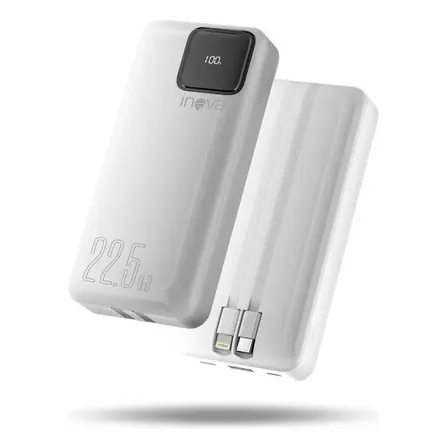 Power Bank 20000mah Portátil Cabo Embutido Rápida 22.5w Cor Branco