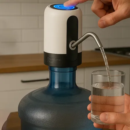 Bomba Galão Elétrica Para Garrafão De Água Bebedouro Elétrico Filtro Recarregável Sem Fio Portátil Automática Bateria Longa Duração Fluxo Estável Fácil Instalação Uso Casa Escritório Brasiliana Tech
