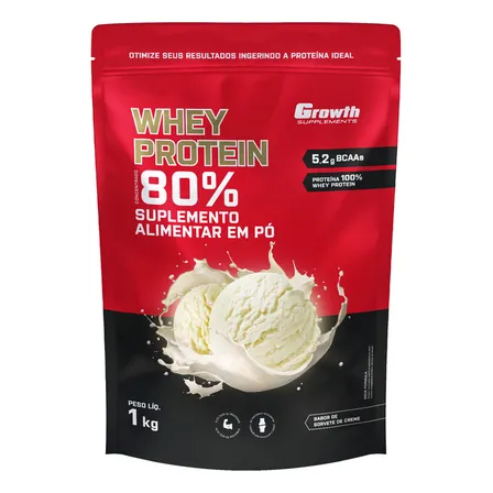 Suplemento em pó Growth Supplements Whey Protein Concentrado sabor Sorvete de Creme 1 kg