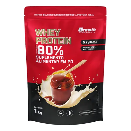 Suplemento em pó Growth Supplements Whey Protein Concentrado sabor Doce de Leite 1 kg