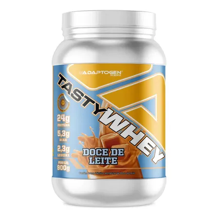 Suplemento Tasty Whey 3W Gourmet Whey Protein Adaptogen Science Pote 900g sabor Doce de Leite