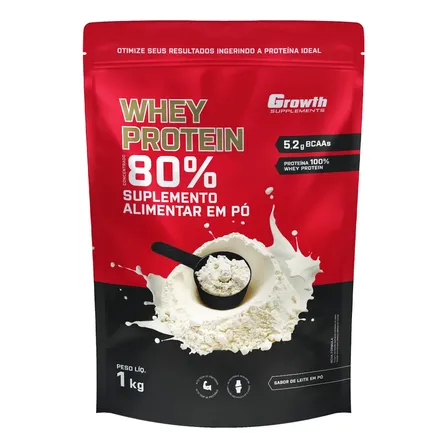 Suplemento em pó Growth Supplements Whey Protein Concentrado sabor Leite em Pó 1 kg