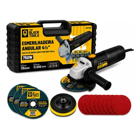 Esmerilhadeira Elétrica Profissional 750w Bta Com Acessórios Preto 127v 4.1/2