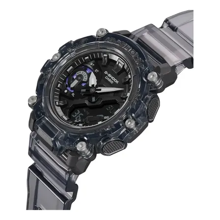Relógio Casio Masculino G-shock Ga-2200skl-8adr Cor da correia preta transparente Cor do fundo Preto