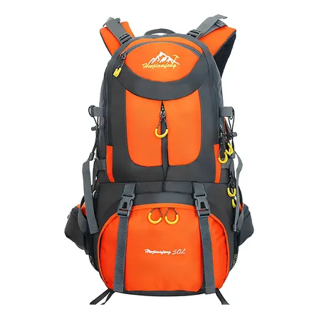 Mochila Impermeavel Trilha Camping Viagem Reforcada 50 L Cor Laranja Desenho Do Tecido Nylon