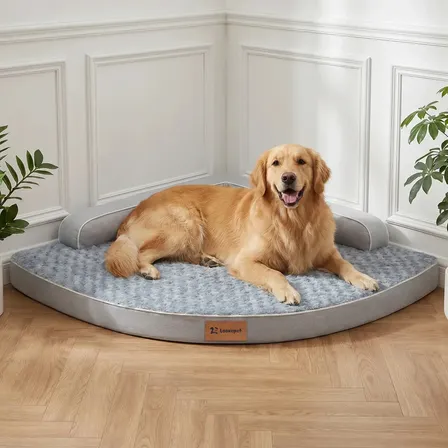 Cama Pet Grande Caminha Cachorros De Canto Ortopédica Espuma Caixa de Ovo Raio 90cm Frente 120cm