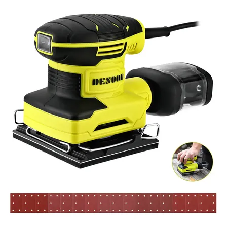Lixadeira Orbital 300w Profissional Elétrica 13000Rpm Com Coletor De Pó Removivel 16 Pcs Lixa Para Madeira Metal E Pintura Desoon