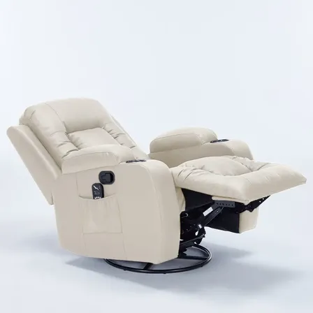 Poltrona Reclinável Austin Aquecimento Massagem Pu Bege Gran Belo