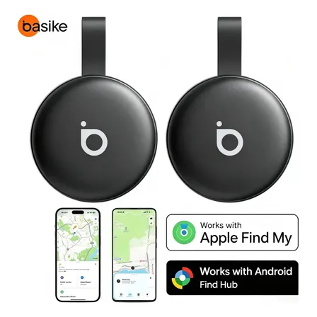 Basike Mini Localizador Smart Tag Rastreador GPS Compatível iPhone Apple Find My e Android Find Hub Alarme Sonoro 100dB Bateria 12Meses para Pets Chaves Mochilas Carro Moto Mala Bicicleta Carteira2KIT