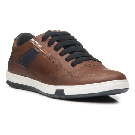Sapatênis Casual Masculino Sintético Microfibra Pegada Pinhão Navy Liso 40