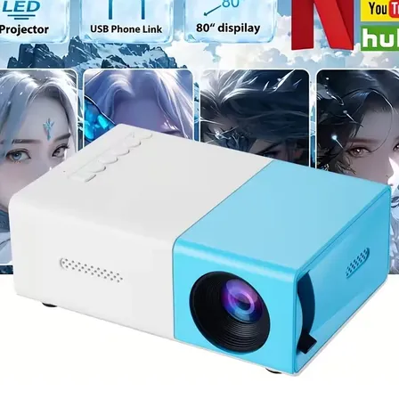 Mini Projetor Yg300 Led 1080p Usb Sd Blue And White 110-240v