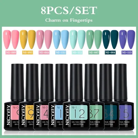 Kit Esmalte Em Gel Semipermanente 8 Un 8ml Ae0018