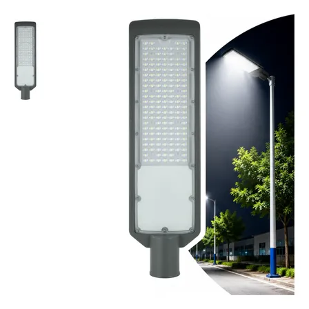 Luminárias Públicas Com Fotocélula Led 200w Bivolt Luz Frio 127/220v Cinza-escuro Branco-frio