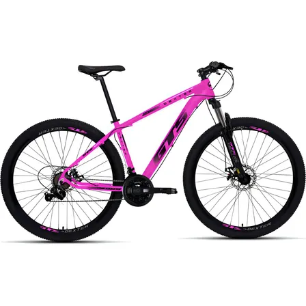 Bicicleta Aro 29 Gts Dexter 24 Marchas Freio A Disco Cor Rosa Com Preto Tamanho Do Quadro 15
