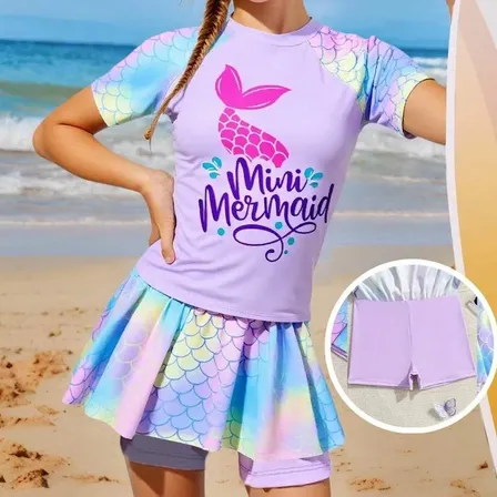 Conjunto Praia Menina 2 Peças Saia Short Violet Animal Print 11-12y