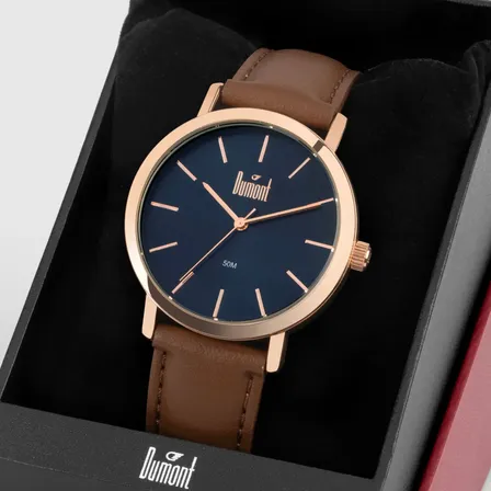 Relógio Dumont Masculino Traveller Rosé - Du2035mou/5a Marrom Rosé Azul