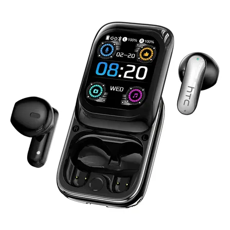 Fones de ouvido Htc Ne48 Ai, tradutor sem fio, fones de ouvido Bluetooth 6.0, tradução de vídeo com tela inteligente tocável