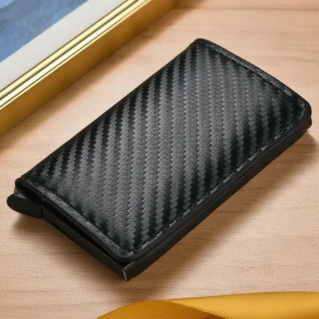 Carteira Slim Rfid Fibra Carbono Ejetor Automático 9,7x6,5c 1 Pcs