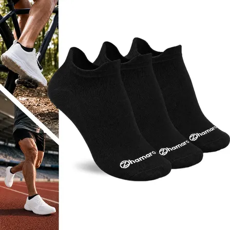 Kit 3 Pares Meias Poliamida Corrida Zhamaro Sport Cano Curto Todas Pretas Lisa G - 39 A 43