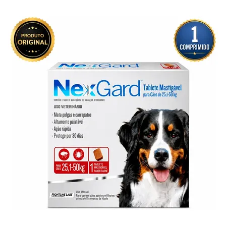 Nexgard Antipulgas Carrapatos Cães 25,1 A 50kg 1 Comprimido Vermelho