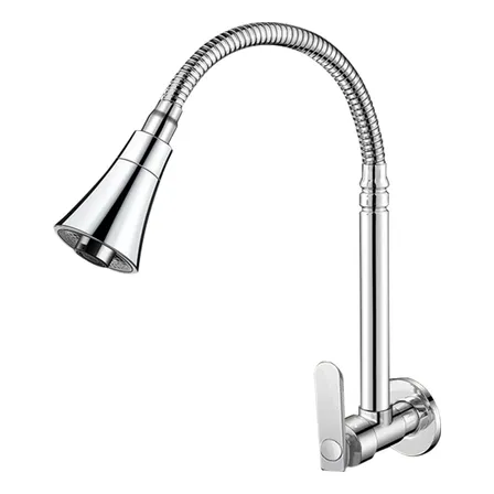 Torneira Cozinha Gourmet Parede Flexível-3 Jatos 1/4 Volta Prateado Brilhante