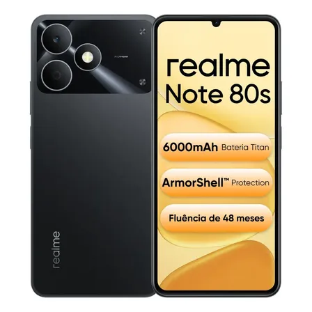 Celular Smartphone Realme Note 80s 128gb 4gb Ram Dual Sim Bateria 6000mah Ultrafino 7,94 Mm Resistência À Poeira E Água Ip54