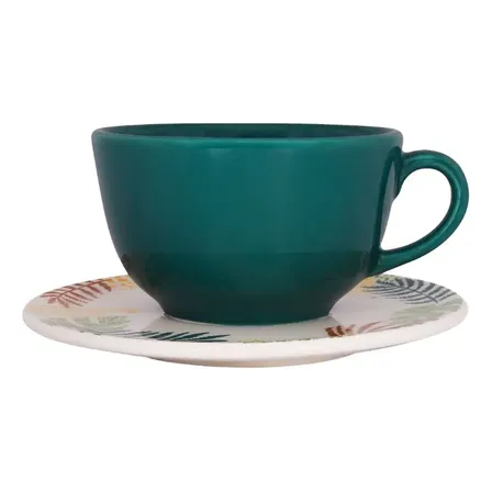 Conjunto 6 Xícaras C/pires Unni Caminho Da Selva Oxford Verde Azulado Liso