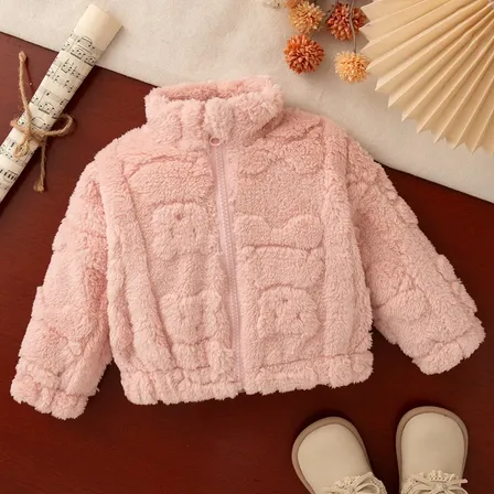 Jaqueta Térmica Sherpa Unissex Infantil Com Zíper Pink 6-9m