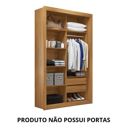 Closet Solteiro 2 Gavetas Notável Móveis Cor Freijó