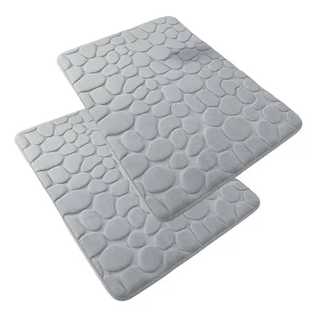 Kit2 Tapete Banheiro Soft Super Absorvete Anti Derrapante Cinza