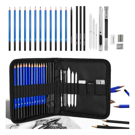 24pcs Kits Para Desenho Técnico Profissional Esboço Lápis