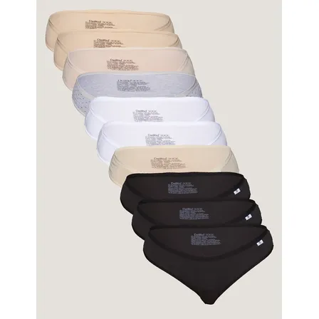Kit Com 10 Calcinhas Tipo Biquíni Em Algodão Feminina Delrio Branco,areia,mescla Poá,preto,mousse,romance M