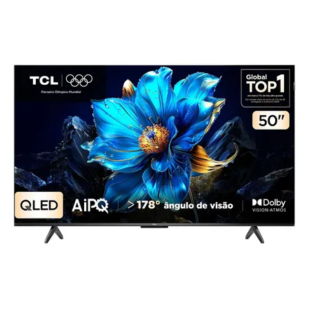 Smart TV TCL 50 Polegadas QLED 4K P7K WiFi Bluetooth Google TV HDR10+ Dolby Atmos Dolby Vision 50P7K