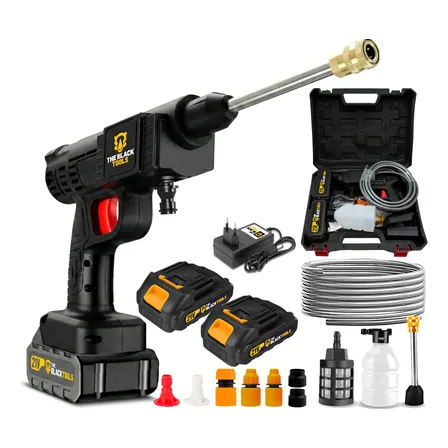 Lavadora A Jato De Alta Pressão 2 Baterias Recarregável Preto 127/220v 60 Hz