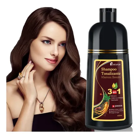 Kaisasa Shampoo Tonalizante Para Cobrir Cabelo Cinzento，shampoo natural，shampoo para cabelo grisalho，black hair shampoo，shampoo cabelos grisalhos，Marrom Escuro