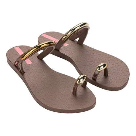 Sandália Slide Marrom Ring Lux Ipanema Feminina 27538 Marrom/rosa Liso 35