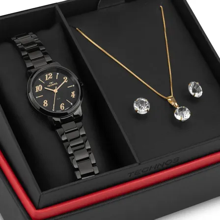 Kit Relógio Technos Feminino Trend Preto - 2035ndf/k1p Preto