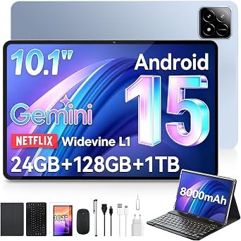Tablet xixaomiro S11, 10,1 Polegadas Android 15, 12+12GB RAM, 128GB ROM, Tela IPS Full HD 1920x1200, Bateria 8000mAh, Wi-Fi 6, Bluetooth 5.0, Carregamento Rápido