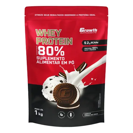 Suplemento em pó Growth Supplements Whey Protein Concentrado sabor Cookies and Cream 1 kg